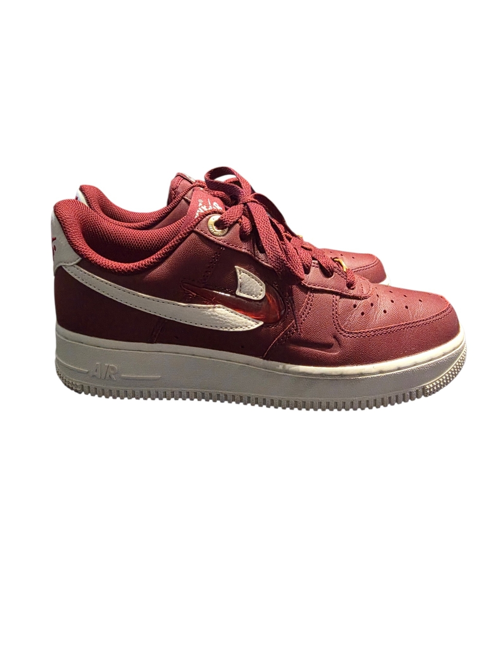 Nike Air Force 1 Low Top Sneakers in Burgundy and White